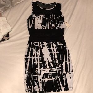 BLACK AND WHITE MESH DRESS
